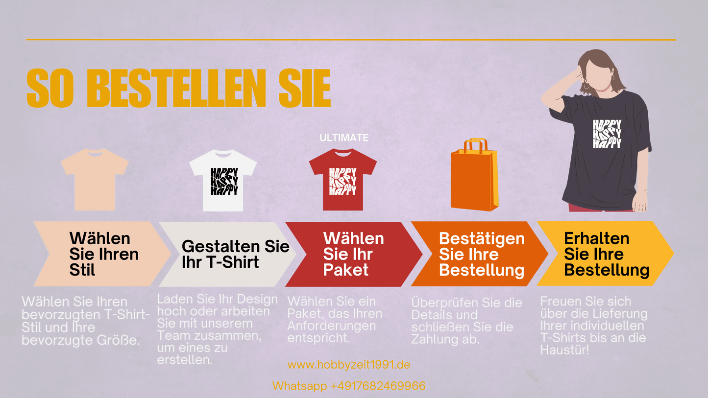 Personalisierbares T-Shirt – Damen, Herren & Kinder | Hobby Zeit 1991