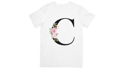 Kinder T-Shirt für – Buchstabe „C“ mit floraler Verzierung