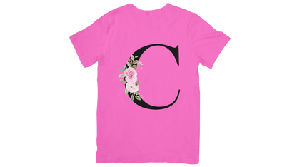 Kinder T-Shirt für – Buchstabe „C“ mit floraler Verzierung