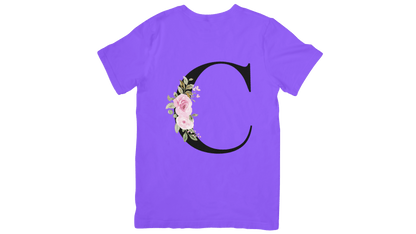 Kinder T-Shirt für – Buchstabe „C“ mit floraler Verzierung