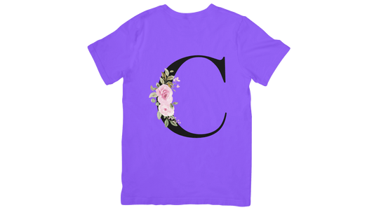 Frauen T-Shirt für – Buchstabe „C“ mit floraler Verzierung