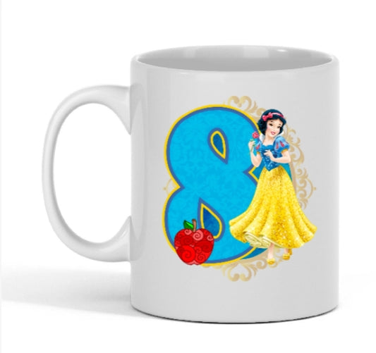 zum 8. Geburtstag für Mädchen | Prinzessin mit Zahl & Apfel