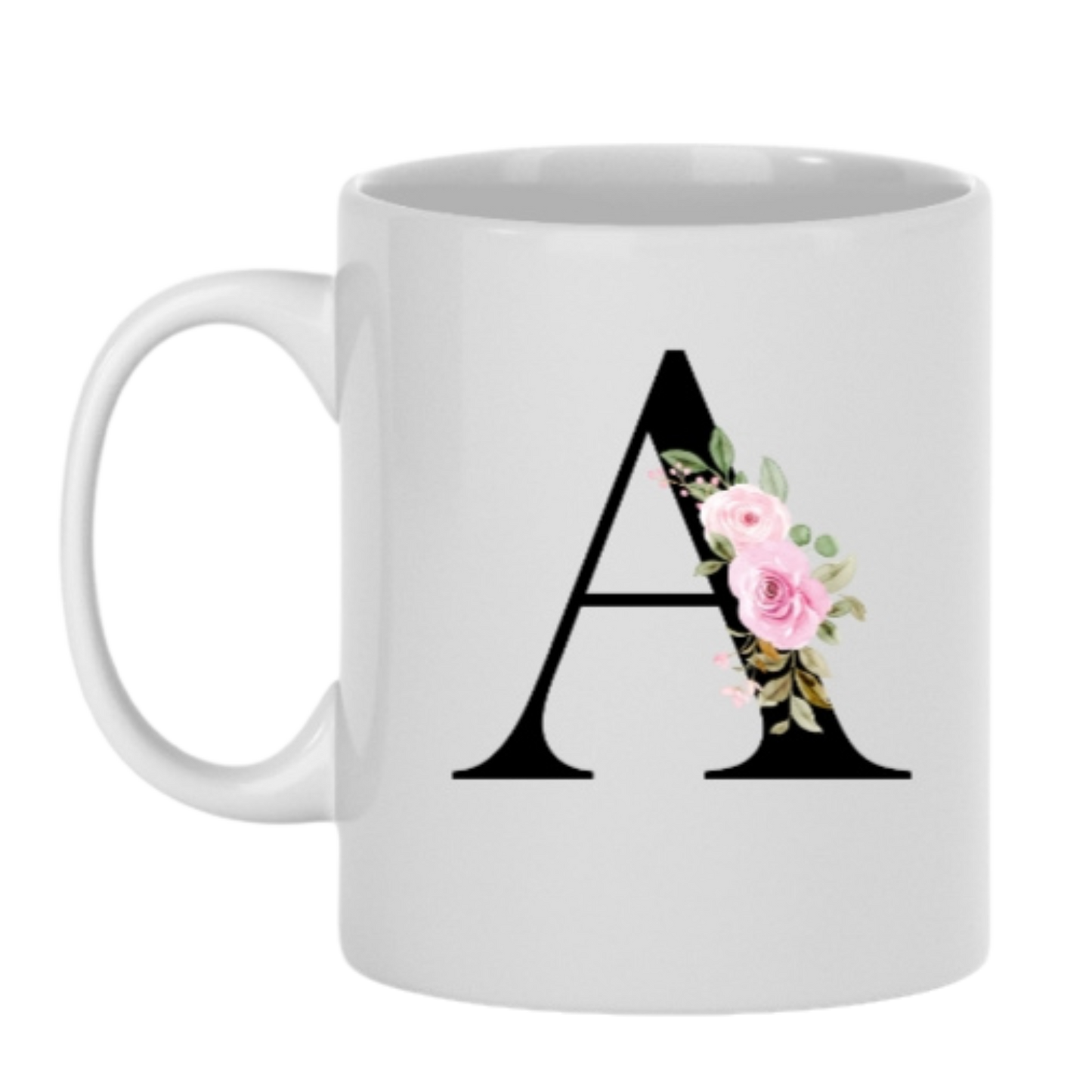 Tassen  – Buchstabe „A“ mit Blumenmotiv