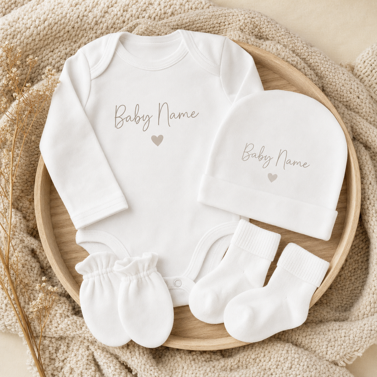 Baby Geschenkset personalisiert - realistische Produktfoto